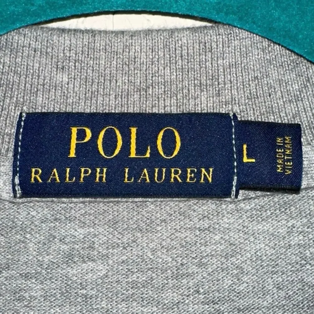 Polo Ralph Lauren Long Sleeve Polo Shirt Large Gray Classic Fit